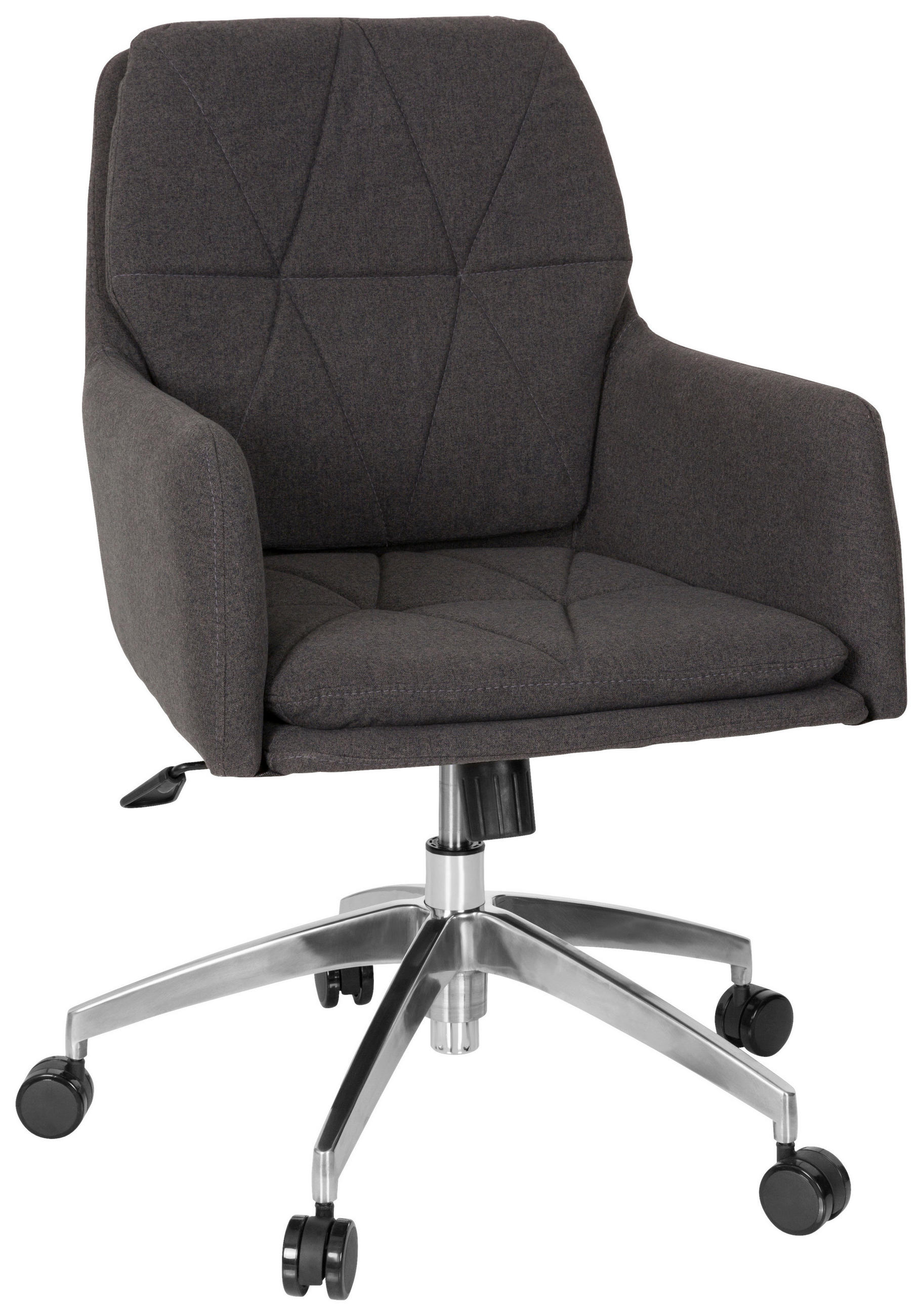 SNURRSTOL  i flatväv mörkgrå  - mörkgrå/silver, Modern, metall/textil (58/89/70cm) - MID.YOU