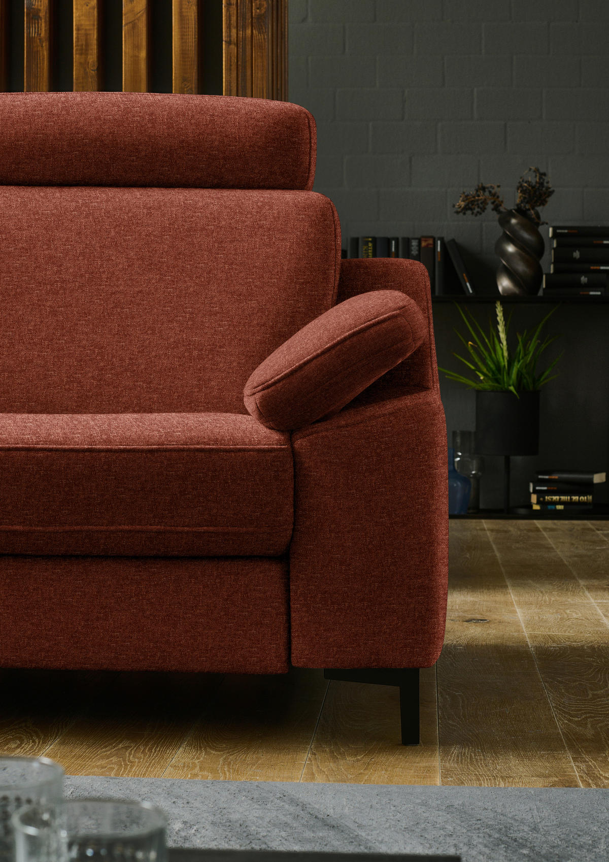 ECKSOFA in Chenille Kupferfarben  278/278 cm  - Schwarz/Kupferfarben, Design, Textil/Metall (278/278cm) - Valdera