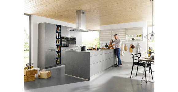 EINBAUKÜCHE   - Grau, Basics, Holzwerkstoff - Novel