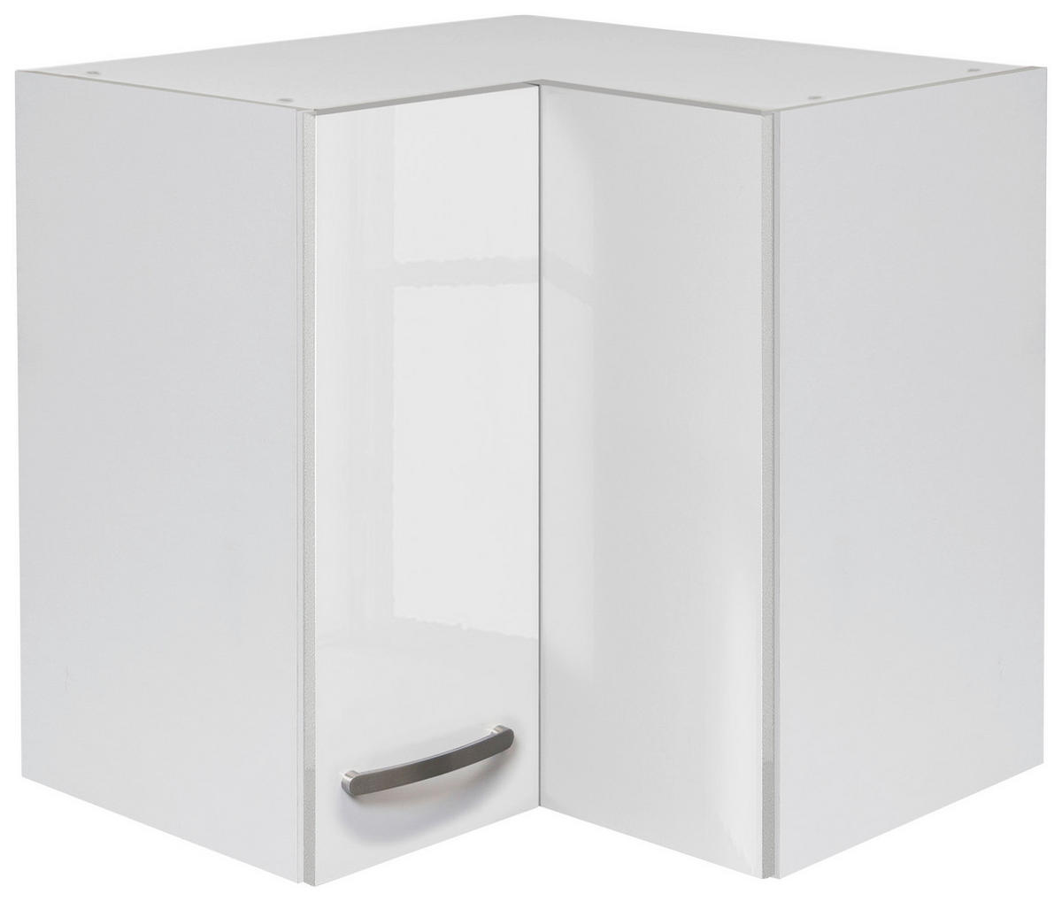 ECKOBERSCHRANK 60/54,8/32 cm  in Weiß, Weiß Hochglanz  - Edelstahlfarben/Weiß Hochglanz, MODERN, Holzwerkstoff/Metall (60/54,8/32cm) - FlexWell