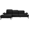 ECKSOFA in Echtleder Schwarz  - Schwarz, Design, Leder/Metall (184/288cm) - Novel