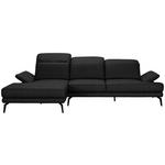 ECKSOFA in Echtleder Schwarz  - Schwarz, Design, Leder/Metall (184/288cm) - Novel