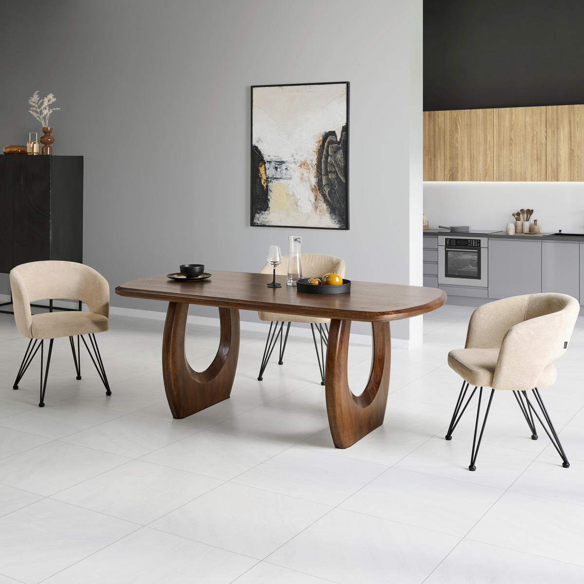 ESSTISCH 200/76/100 cm Echtholz  Holz rechteckig Walnussfarben  - Walnussfarben, MODERN, Holz (200/76/100cm) - Livetastic