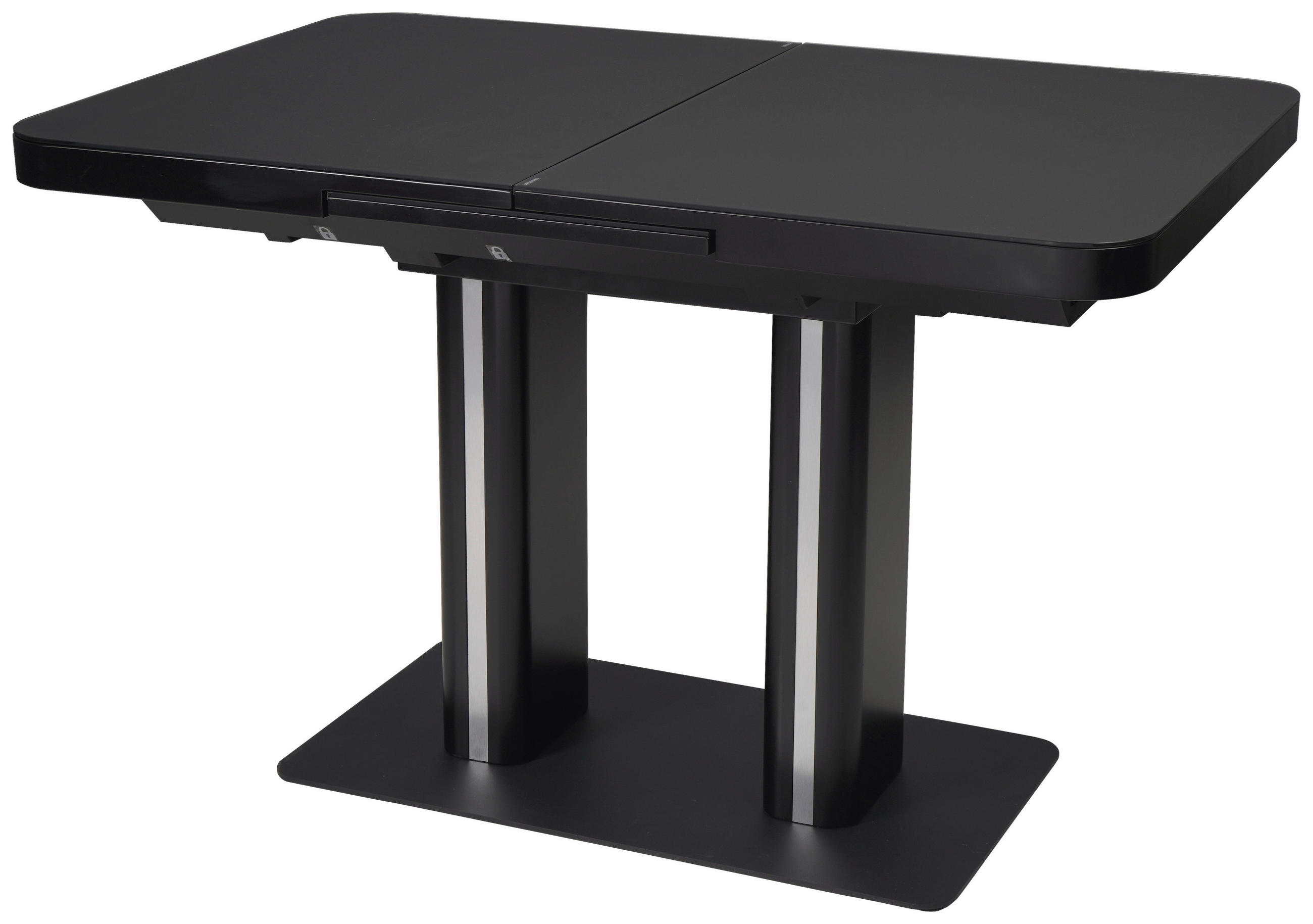 ÉTKEZŐASZTAL - fekete, Design, faalapú anyag/Üveg (120-160/80/76cm) - Hom`in