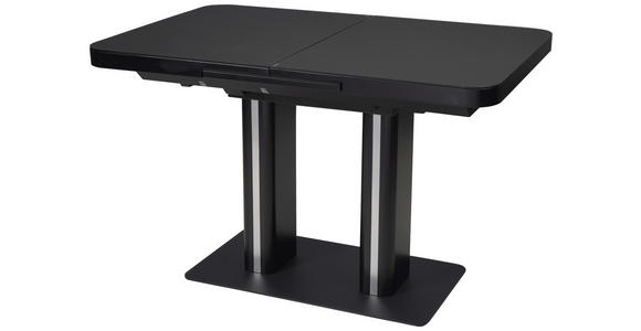 ESSTISCH in Metall, Glas, Holzwerkstoff 120-160/80/76 cm - Schwarz, Design, Glas/Holzwerkstoff (120-160/80/76cm) - Hom`in