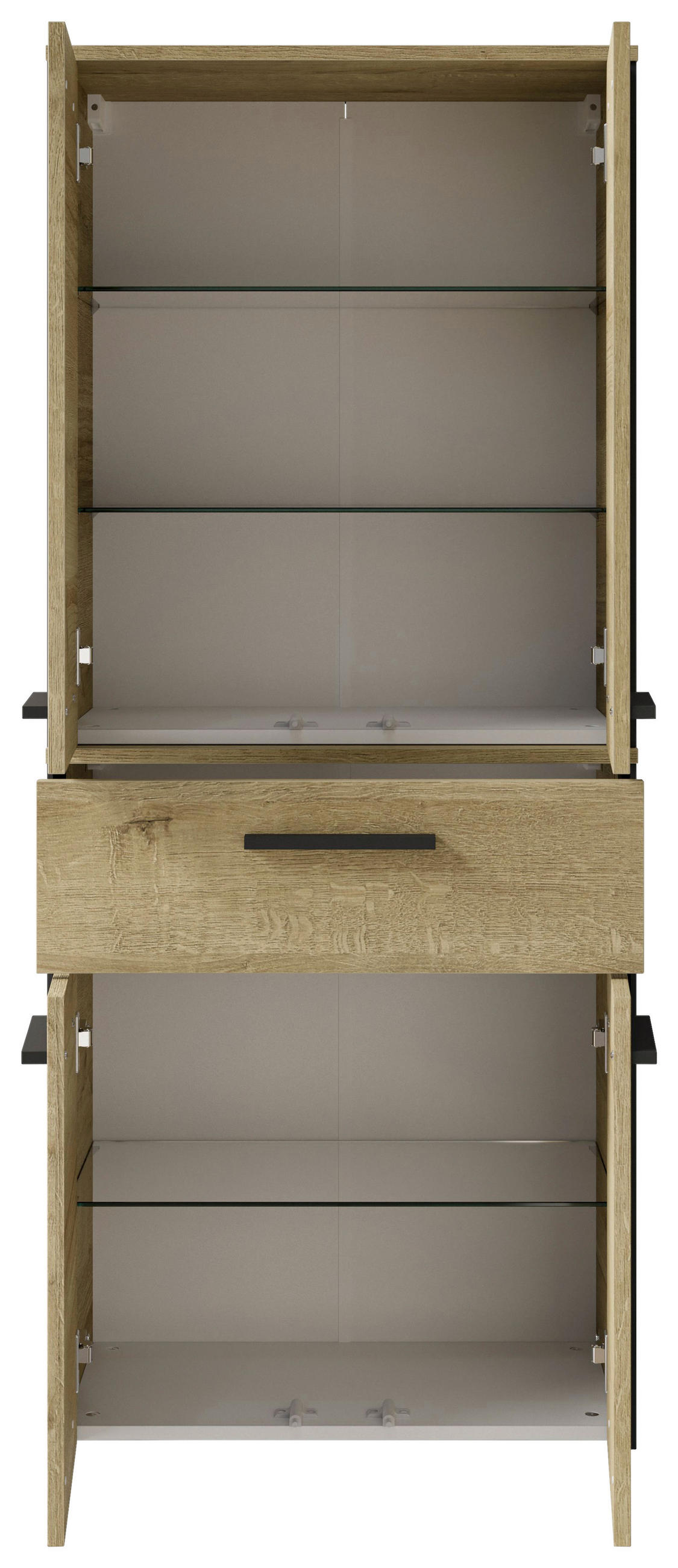 UNTERSCHRANK 60/72/33 cm   - Eichefarben/Schwarz, Natur, Glas/Holzwerkstoff (60/72/33cm) - Xora