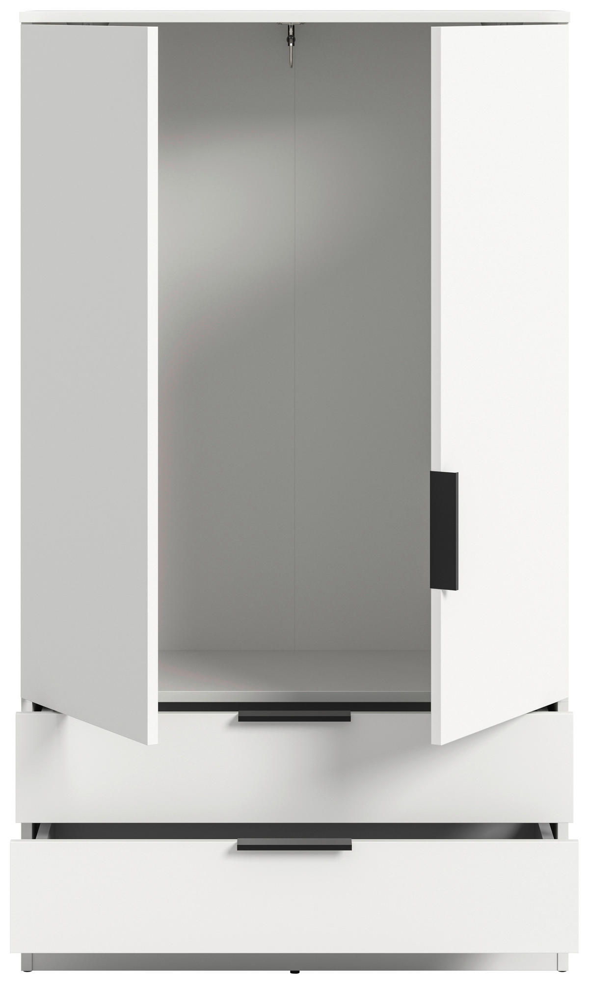 DREHTÜRENSCHRANK 80/140/37 cm,  in Weiß, 2-türig  - Schwarz/Weiß, MODERN, Holzwerkstoff/Kunststoff (80/140/37cm) - MID.YOU