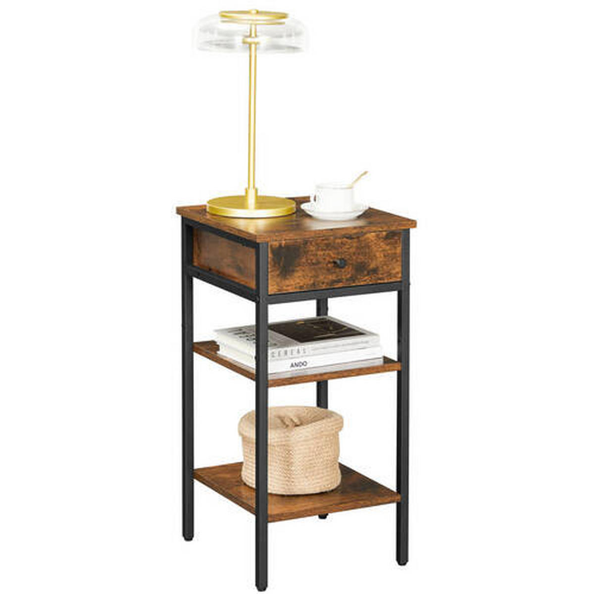 BEISTELLTISCH in Metall, Holzwerkstoff  - Schwarz/Braun, Trend, Holzwerkstoff/Metall (35/75/35cm) - Boxxx
