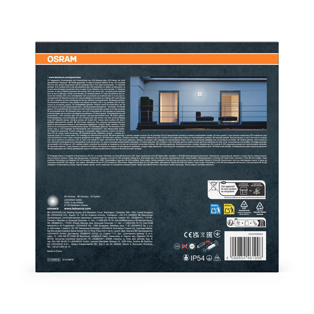 LED-AUßENLEUCHTE 20,2/20,2/4,5 cm   - Weiß, Basics, Kunststoff/Metall (20,2/20,2/4,5cm) - Osram