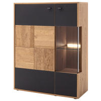 HIGHBOARD  in 94/120/37 cm  - Eiche Bianco/Anthrazit, Design, Glas/Holz (94/120/37cm) - MID.YOU
