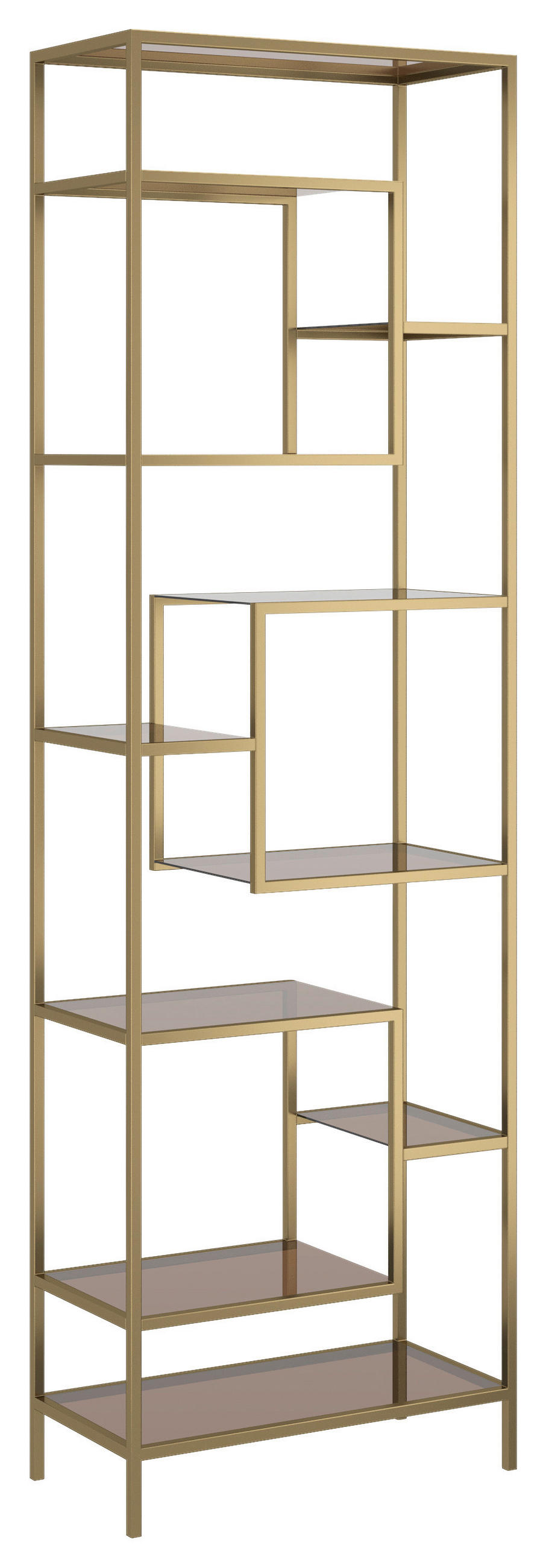 REGAL  60/195/30 cm Goldfarben, Hellbraun  - Hellbraun/Goldfarben, Design, Glas/Metall (60/195/30cm) - Kare-Design