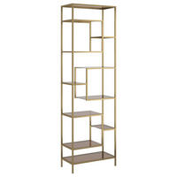 REGAL  60/195/30 cm Goldfarben, Hellbraun  - Hellbraun/Goldfarben, Design, Glas/Metall (60/195/30cm) - Kare-Design