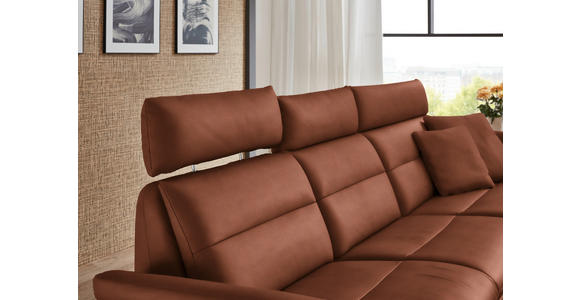ECKSOFA in Echtleder Cognac 300/157 cm - Cognac/Schwarz, Design, Leder/Metall (300/157cm) - Dieter Knoll