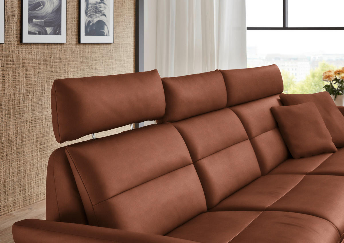 ECKSOFA in Echtleder Cognac  - Cognac/Schwarz, Design, Leder/Metall (300/157cm) - Dieter Knoll