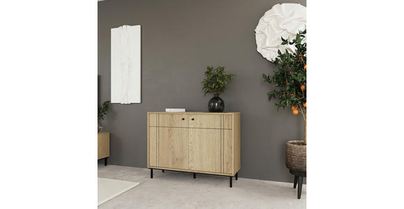 KOMMODE in 81,8/108/37 cm - Eichefarben/Schwarz, MODERN, Holzwerkstoff/Kunststoff (81,8/108/37cm) - Carryhome
