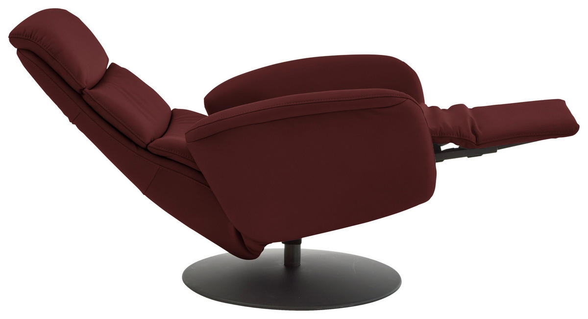 RELAXSESSEL in Leder Brombeere  - Brombeere/Schwarz, Design, Leder/Metall (76/108/86cm) - Dieter Knoll