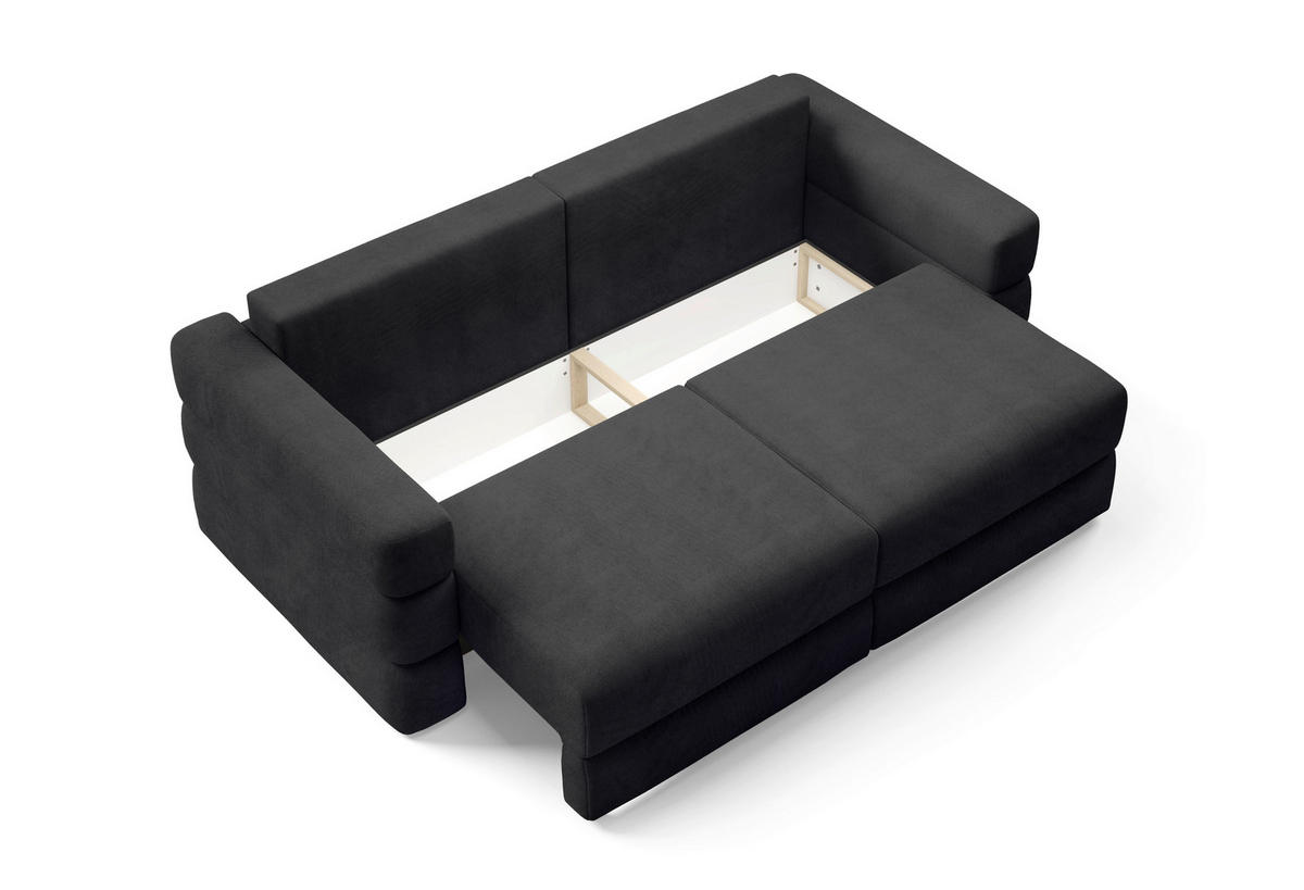 SCHLAFSOFA TERAZZO in Webstoff Schwarz  - Schwarz, Design, Kunststoff/Textil (254/93/167cm) - Livetastic