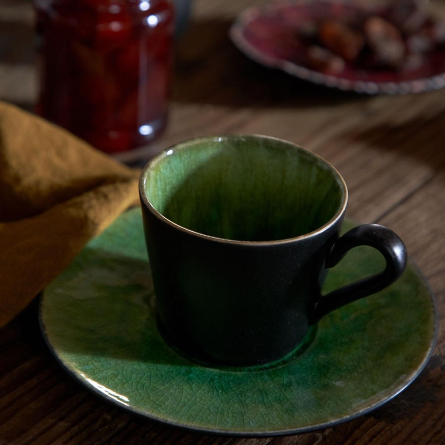 KAFFEETASSE MIT UNTERTASSE RIVIERA  - Grün, Basics, Keramik (12/7/9cm) - Costa Nova