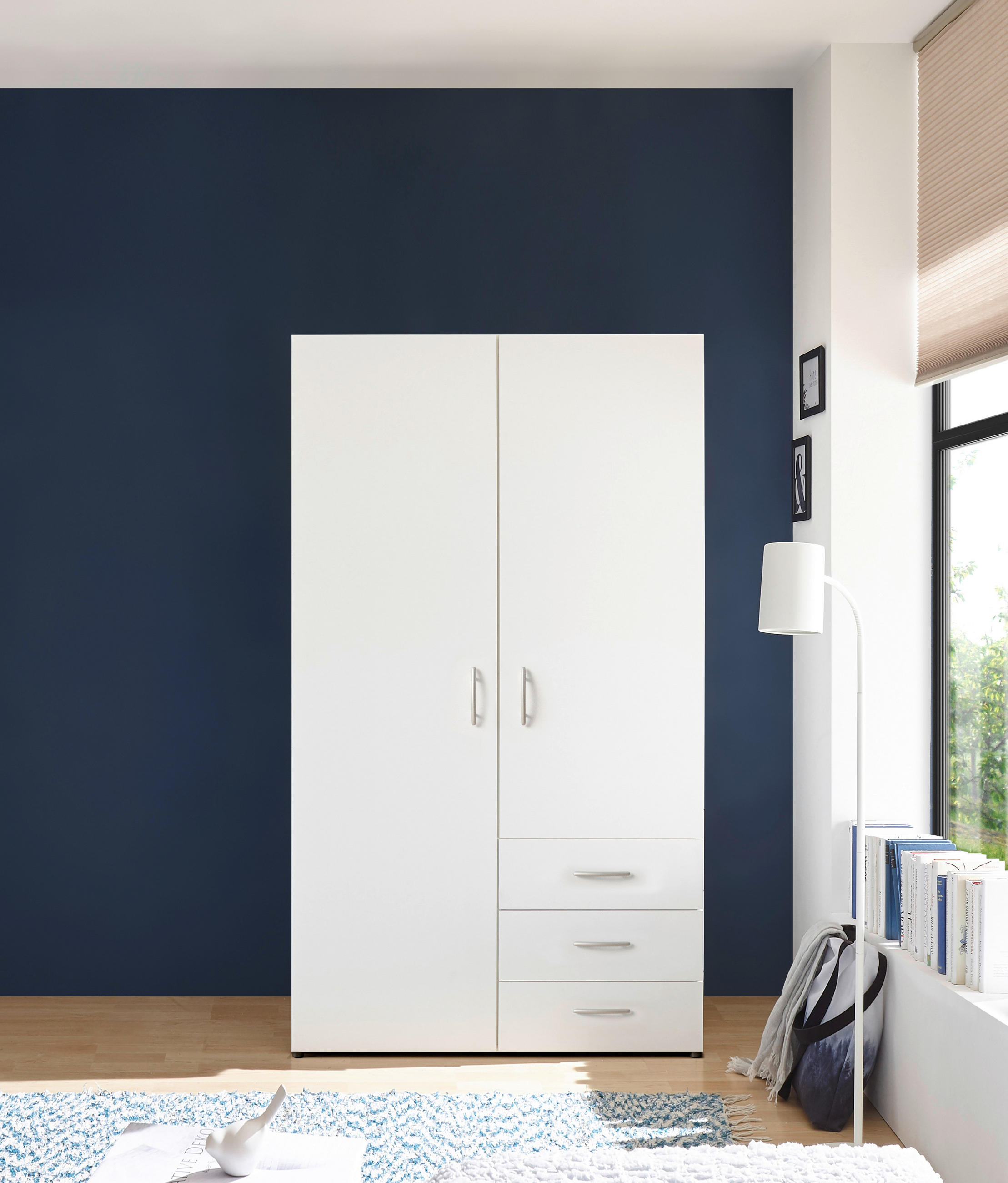 NYÍLÓAJTÓS SZEKRÉNY fehér  - ezüstszínű/fehér, Modern, műanyag/faalapú anyag (101/176/51,3cm) - MID.YOU