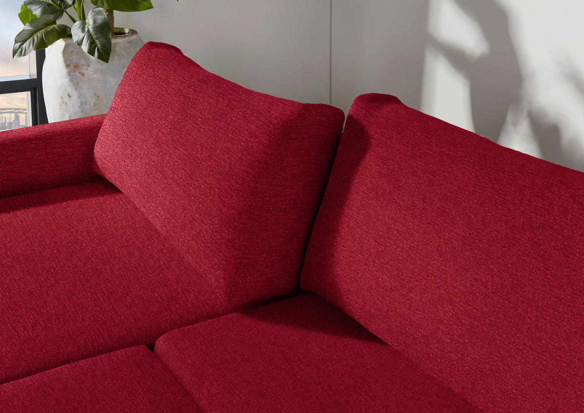 2,5-SITZER  in Flachgewebe Rot  - Rot/Schwarz, Design, Kunststoff/Textil (240/70/125cm) - Xora