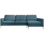 ECKSOFA Blau Chenille Rückenkissen, Rücken echt  - Blau/Silberfarben, KONVENTIONELL, Textil/Metall (284/143cm) - Carryhome