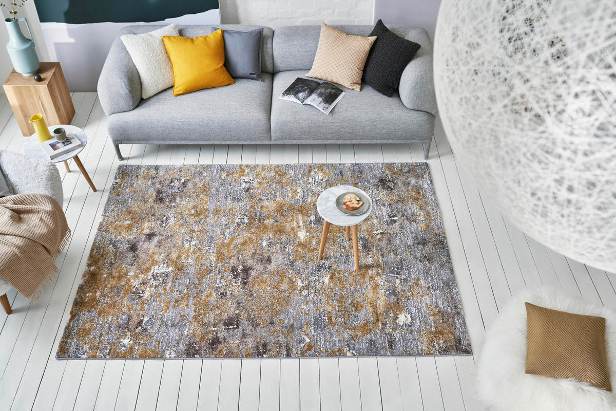 WEBTEPPICH 80/150 cm Vintage Feels Grau, Goldfarben, Dunkelgrau rechteckig  - Dunkelgrau/Goldfarben, Design, Textil (80/150cm) - Esprit