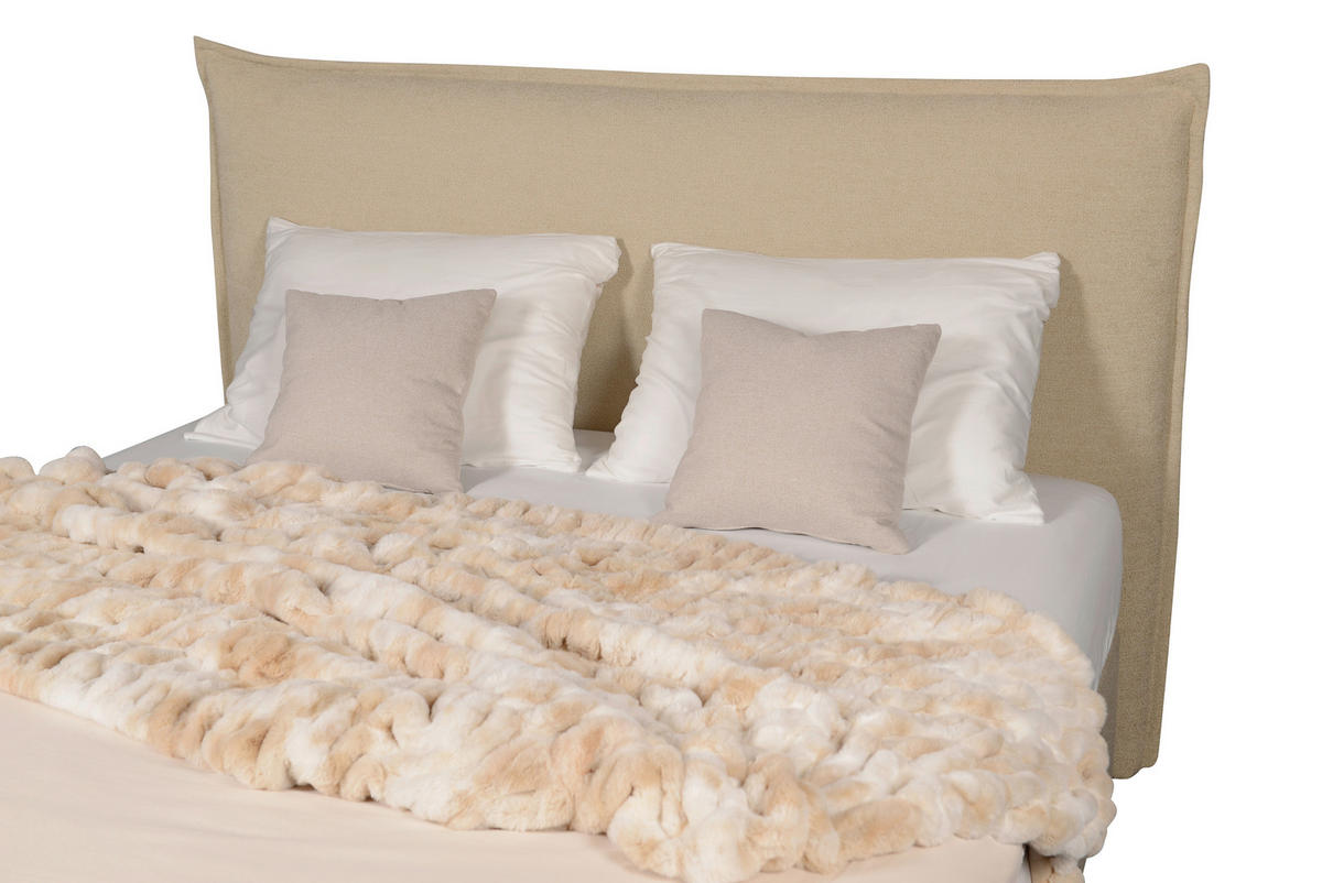OBLAZINJENA POSTELJA   x  , tekstil bež  - barve bukve/bež, Basics, tekstil/les (180/200cm) - Meblojogi