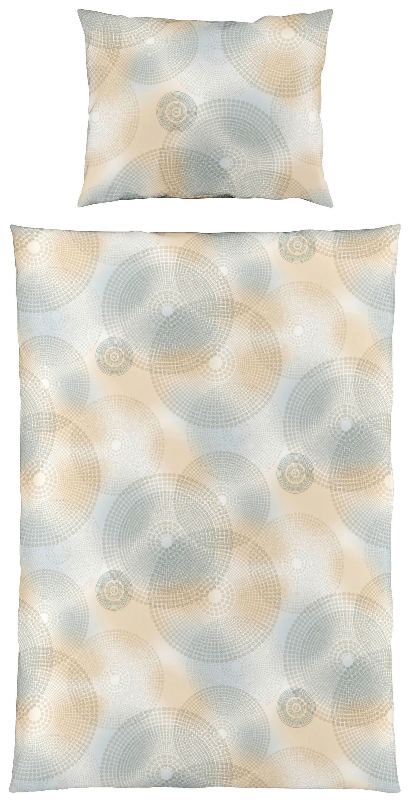 BETTWÄSCHE Makosatin 140/200 cm  - Sandfarben/Pastellblau, Basics, Textil (140/200cm) - Fleuresse