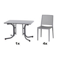 GARTENGARNITUR 3-teilig  - Grau, Basics, Holzwerkstoff/Kunststoff (70/80/110cm) - Siena Garden