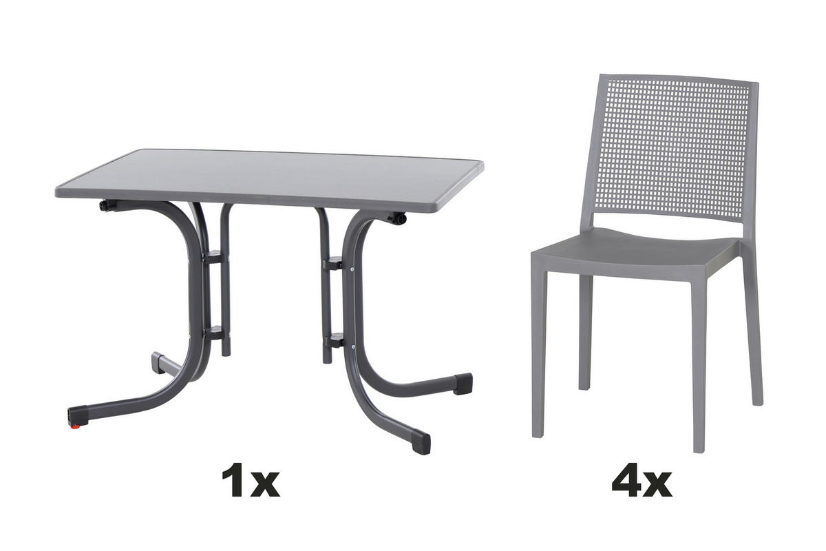 GARTENGARNITUR 3-teilig  - Grau, Basics, Holzwerkstoff/Kunststoff (70/80/110cm) - Siena Garden