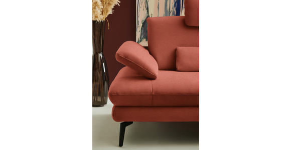 ECKSOFA  in Chenille, Flachgewebe Terracotta  284/180 cm  - Terracotta/Schwarz, Design, Textil/Metall (284/180cm) - Dieter Knoll