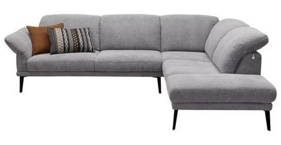 WOHNLANDSCHAFT in Textil Grau - Schwarz/Grau, Design, Textil/Metall (281/226cm) - Valnatura