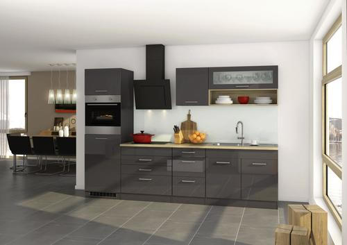 KÜCHENBLOCK 290 cm in Anthrazit - Eichefarben/Anthrazit, MODERN, Holzwerkstoff (290cm) - Held