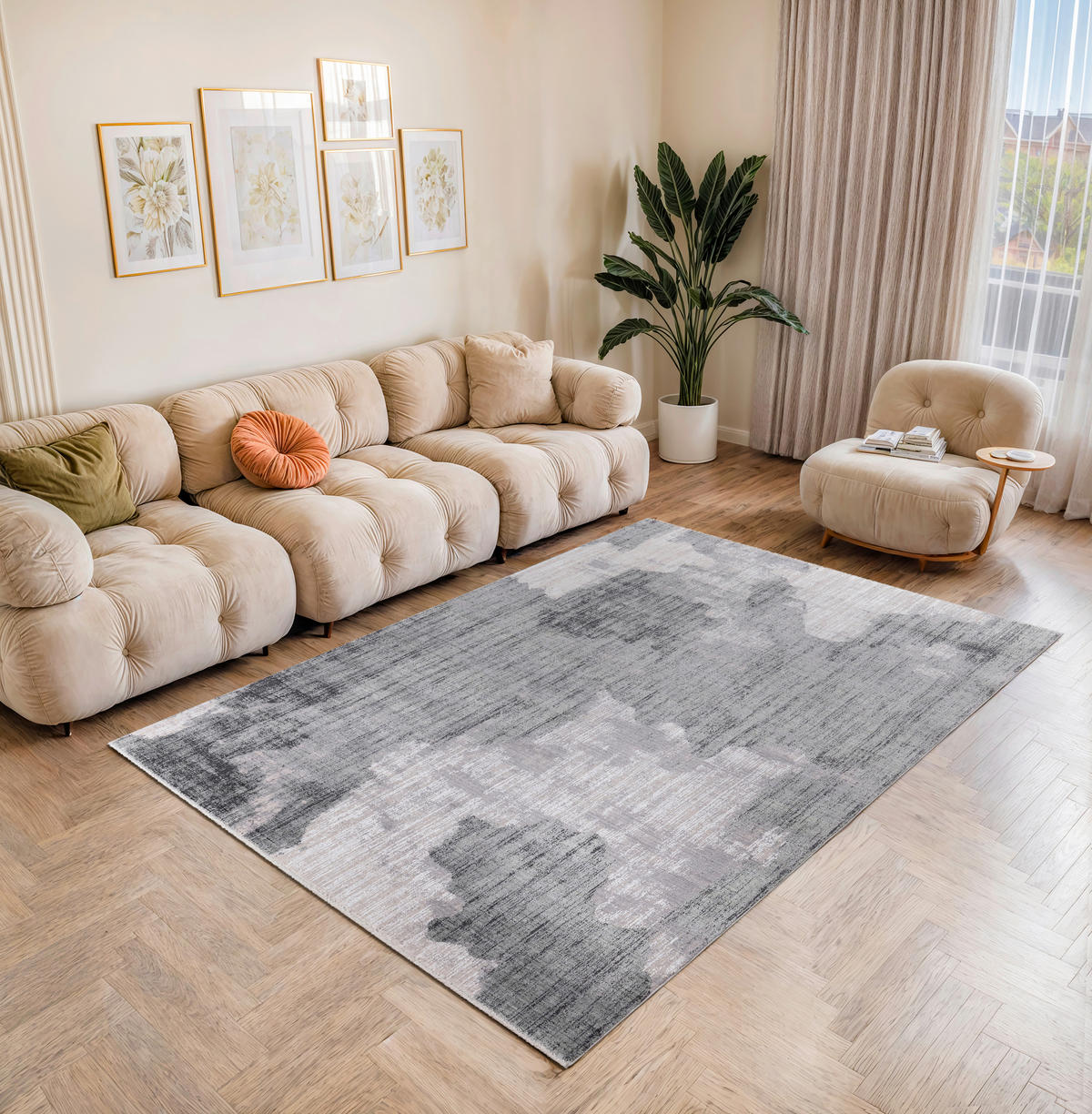 WEBTEPPICH 80/150 cm Awara Creme, Dunkelgrau, Salbeigrün  - Dunkelgrau/Salbeigrün, Design, Textil (80/150cm) - Dieter Knoll