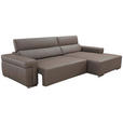 ECKSOFA DUA in Echtleder Grau  293/170 cm  - Chromfarben/Grau, Design, Leder/Metall (293/170cm) - Novel
