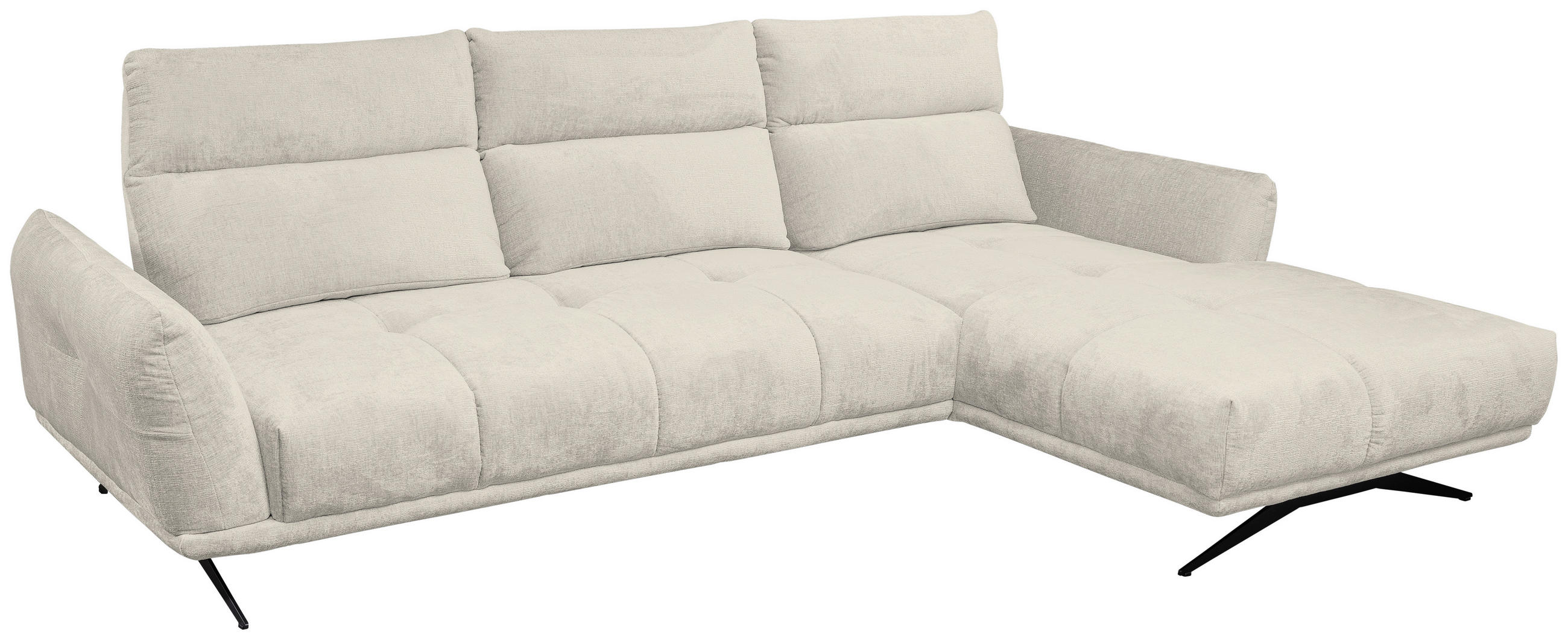 HÖRNSOFFA i chenille cremefärgad  - svart/cremefärgad, Design, metall/textil (298/195cm) - Stylife