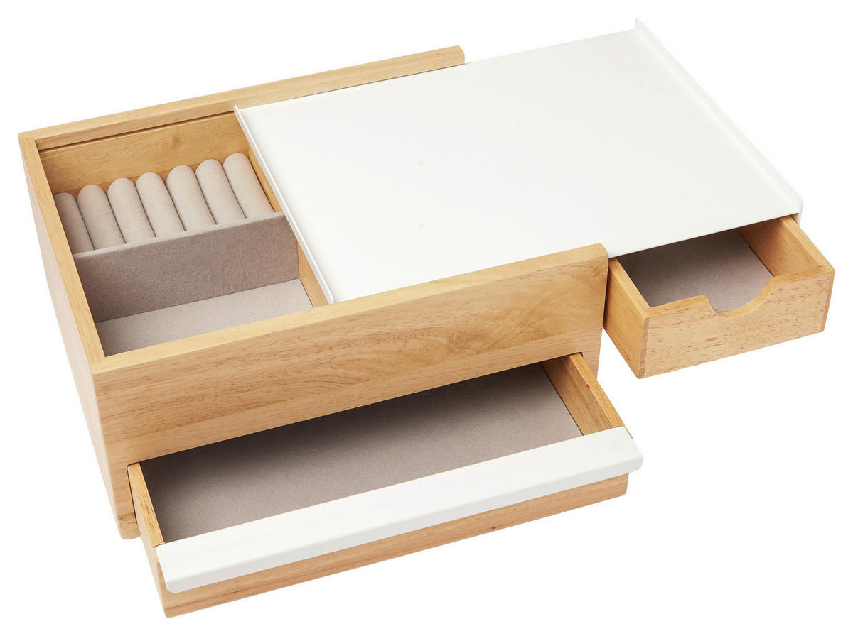 SCHMUCKBOX - Naturfarben/Weiß, Design, Holz/Metall (22,1/11,9/25,9cm) - Umbra