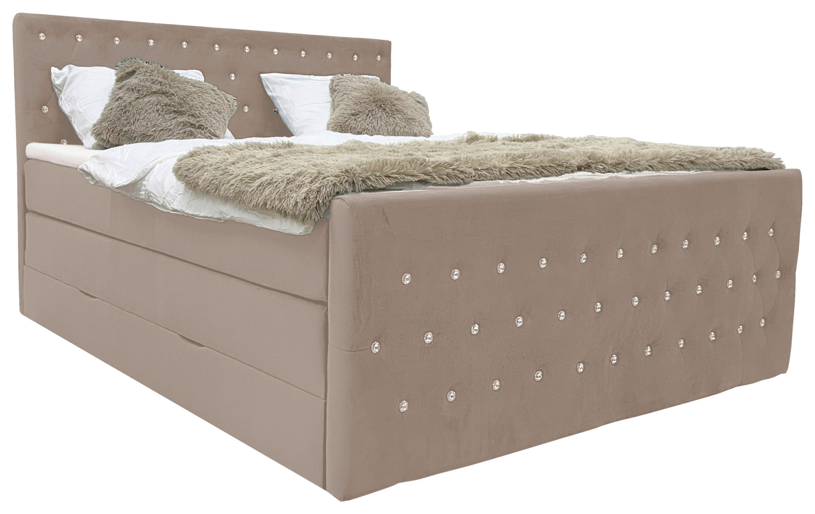BOXSPRINGOVÁ POSTEĽ, 180/200 cm, béžová - béžová, Modern, textil (180/200cm) - Livetastic