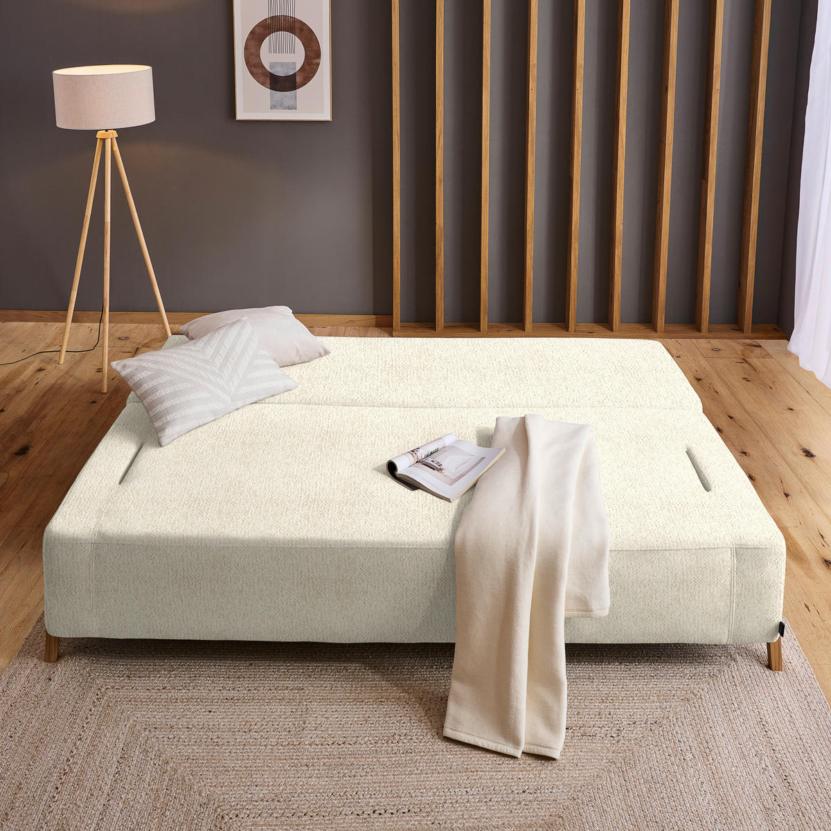 SCHLAFSOFA in Holz, Textil Creme  - Creme/Naturfarben, Design, Holz/Textil (211/88/102cm) - Niels Andersson