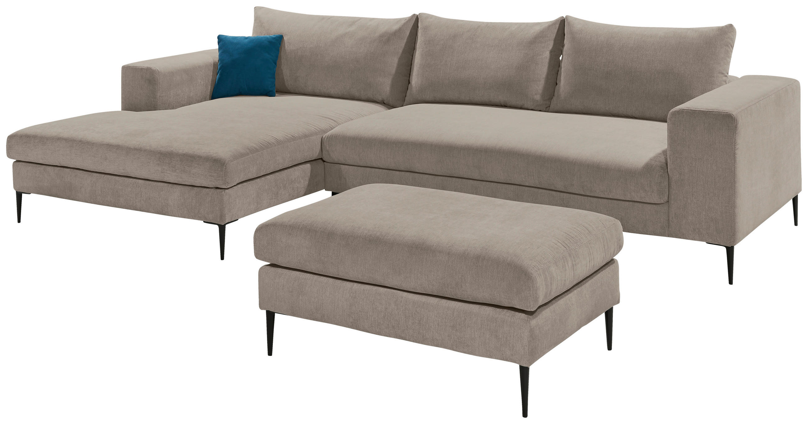 HOCKER Struktur Taupe  - Taupe/Schwarz, MODERN, Textil/Metall (100/43/69cm) - MID.YOU