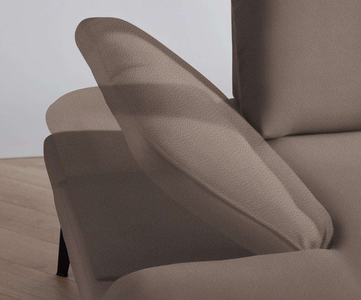 ECKSOFA in Flachgewebe Hellbraun  - Hellbraun/Schwarz, Design, Textil/Metall (289/180cm) - Stylife