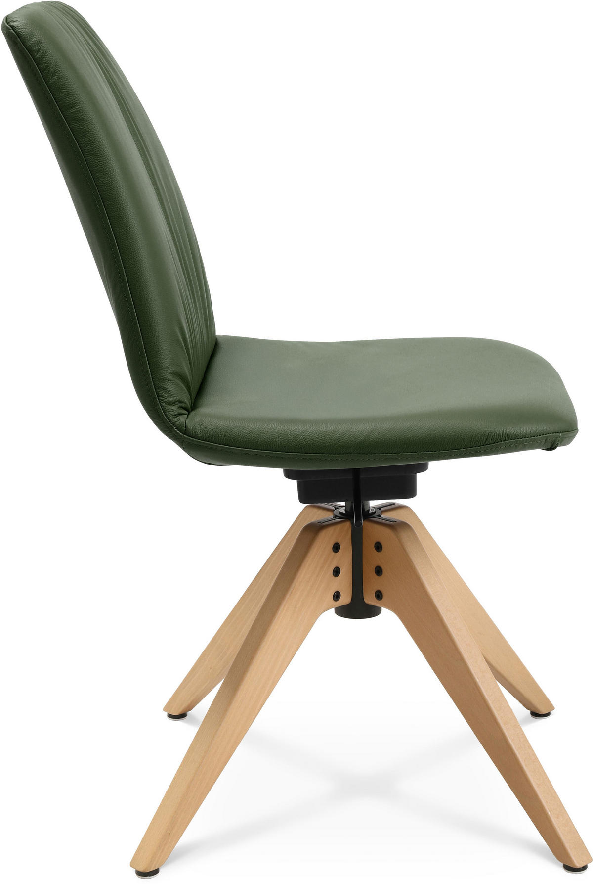 STUHL  in Echtleder pigmentiert  - Eichefarben/Grün, Design, Leder/Holz (46/82,5-85,25/55cm) - Johann Jakob