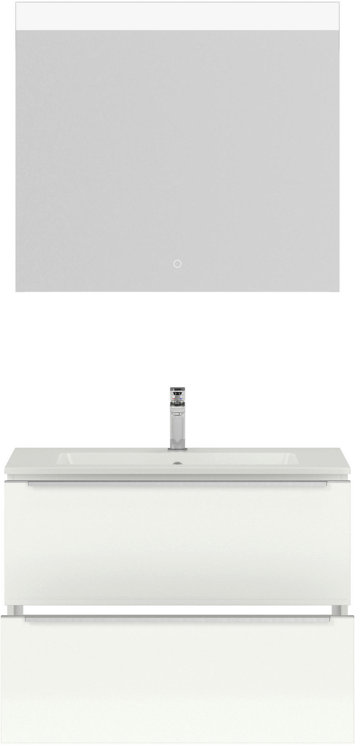 BADEZIMMER 3-teilig  in 81 cm  - Edelstahlfarben/Weiß Hochglanz, MODERN, Holzwerkstoff/Stein (81cm) - Nobilia