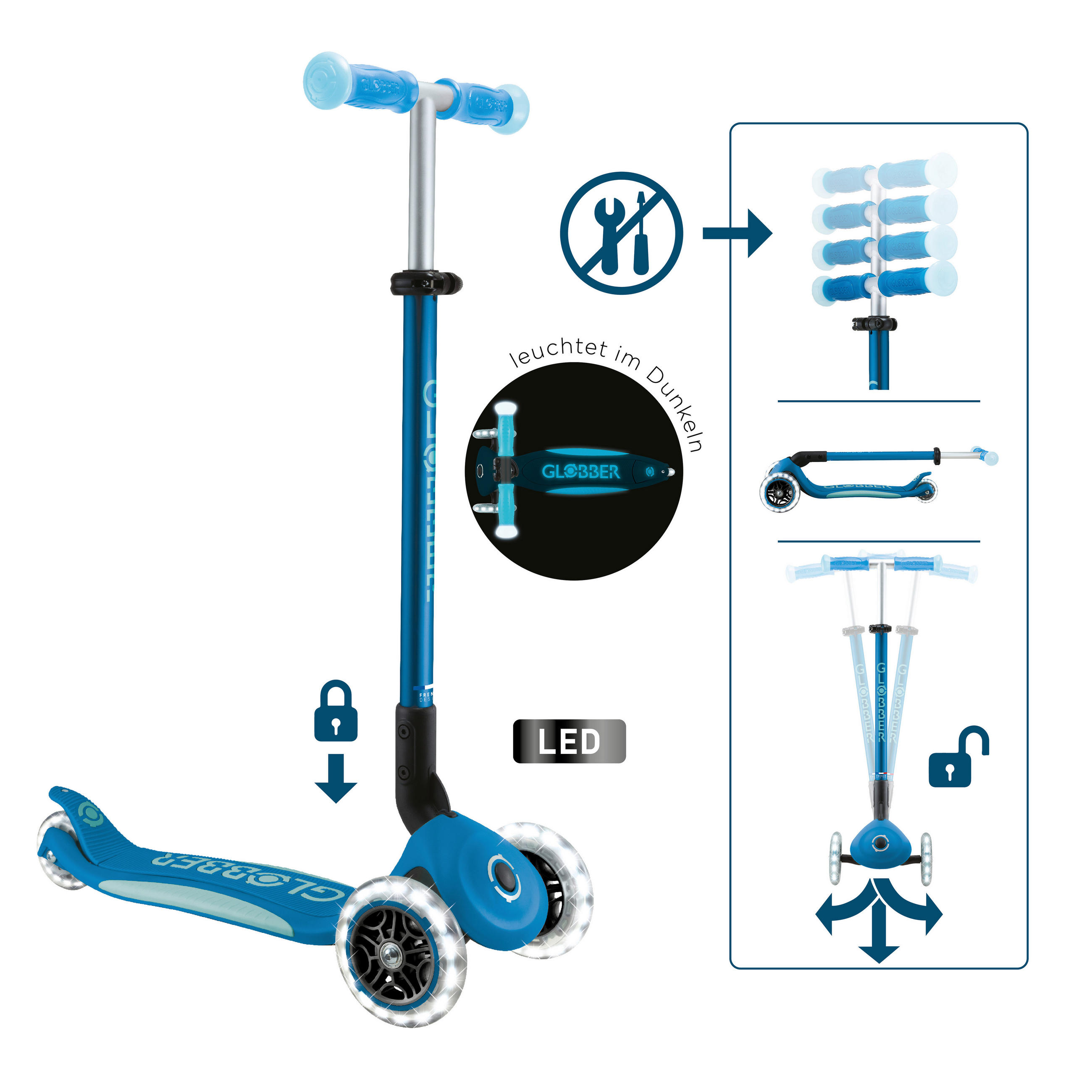 KINDERSCOOTER  - Petrol, Basics, Kunststoff (57.5/28/82.5cm) - GLOBBER