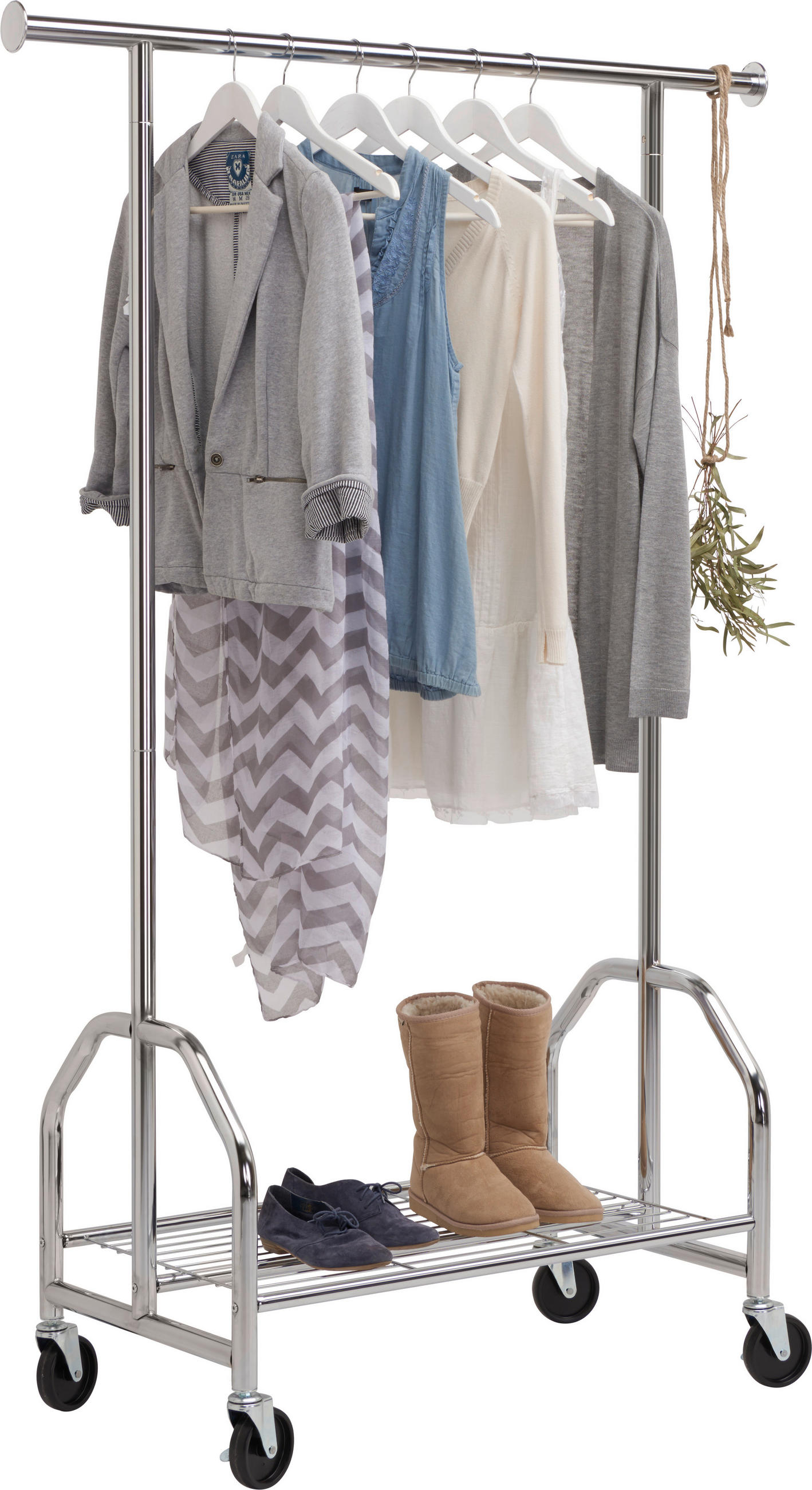 Kleiderwagen in Chromfarben 120/180/50 cm