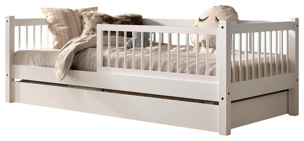 BETT 90/200 cm  in Weiß  - Naturfarben/Weiß, MODERN, Holz (90/200cm) - MID.YOU