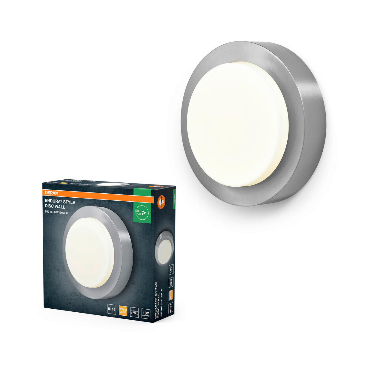 LED-AUßENLEUCHTE 20/6 cm   - Edelstahlfarben, Basics, Kunststoff/Metall (20/6cm) - Osram