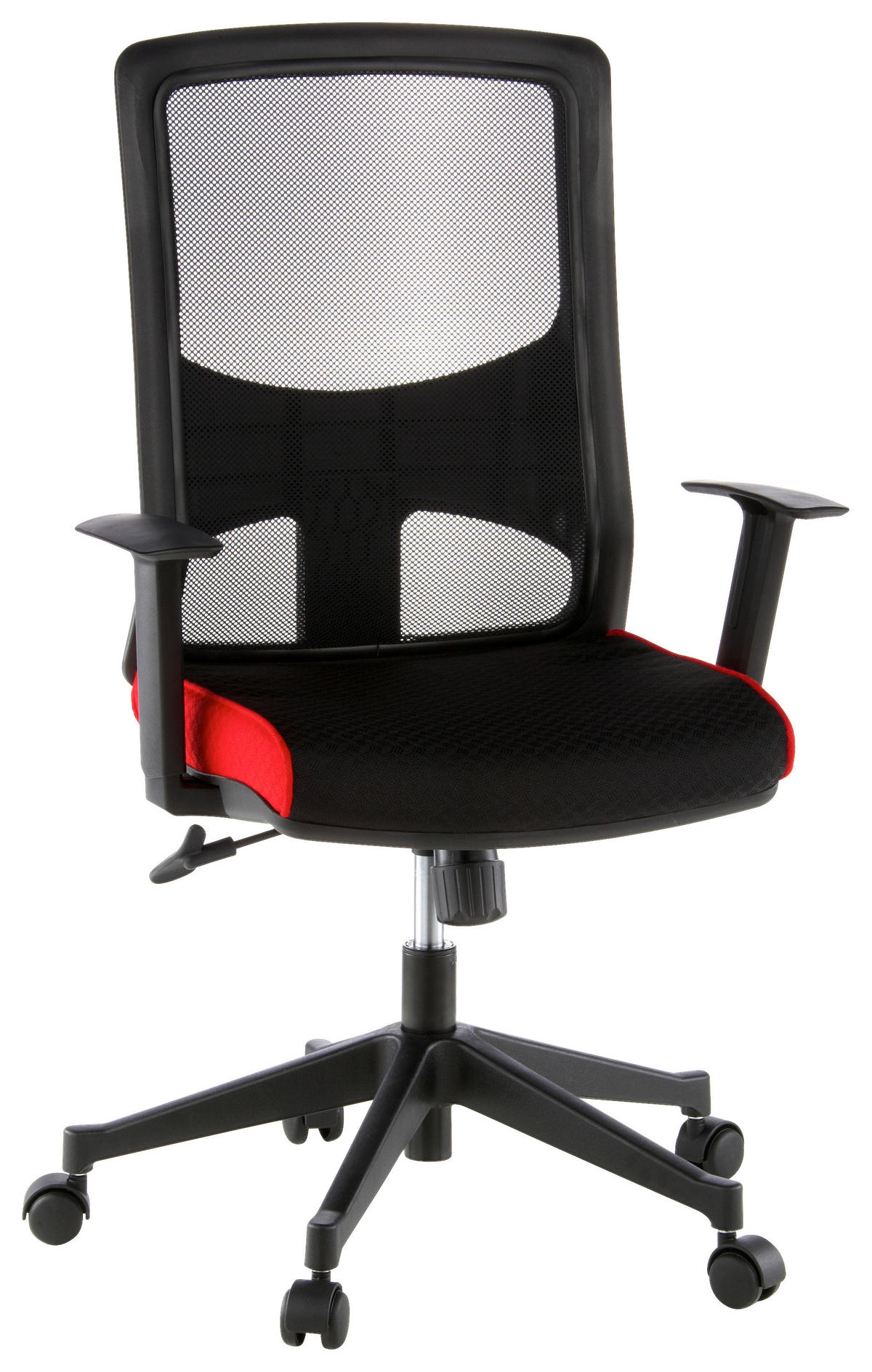 DREHSTUHL  in Netzbespannung, Flachgewebe Rot, Schwarz  - Rot/Schwarz, MODERN, Kunststoff/Textil (57/113/44cm) - MID.YOU