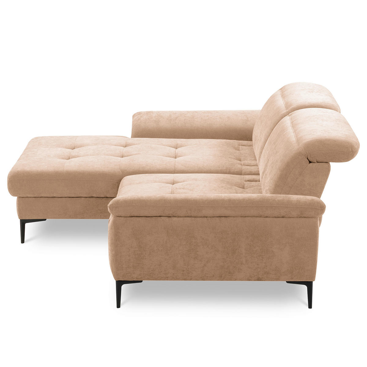 ECKSOFA 195/268 cm PRADO in Webstoff Rotbraun Bettkasten, Kopfteilverstellung, Sitztiefenverstellung  195/268 cm  - Rotbraun/Schwarz, Design, Textil/Metall (195/268cm) - Livetastic