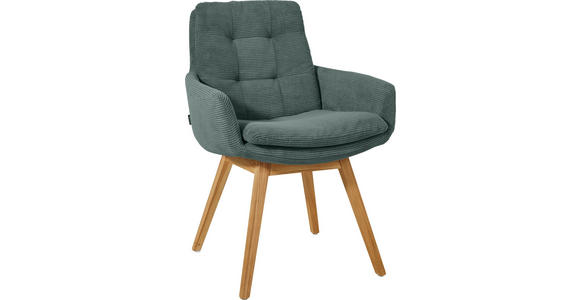 ARMLEHNSTUHL  Stoffauswahl, Typenauswahl, Gestellauswahl Cord  - Eichefarben/Grün, Design, Holz/Textil (63/90/69cm) - Johann Jakob